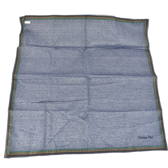 CHRISTIAN DIOR: Blue, Cotton Logo Pocket/Bag Scarf/Bandana 19" x 19" (ny)